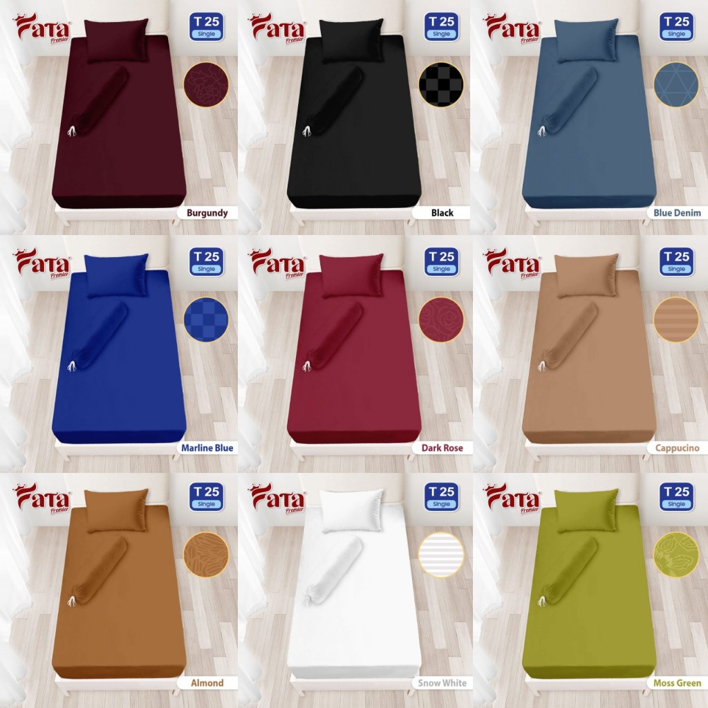 Sprei Fata Ukuran 100x200 / 90x200 / 120x200 cm Polos Emboss Tinggi 25cm