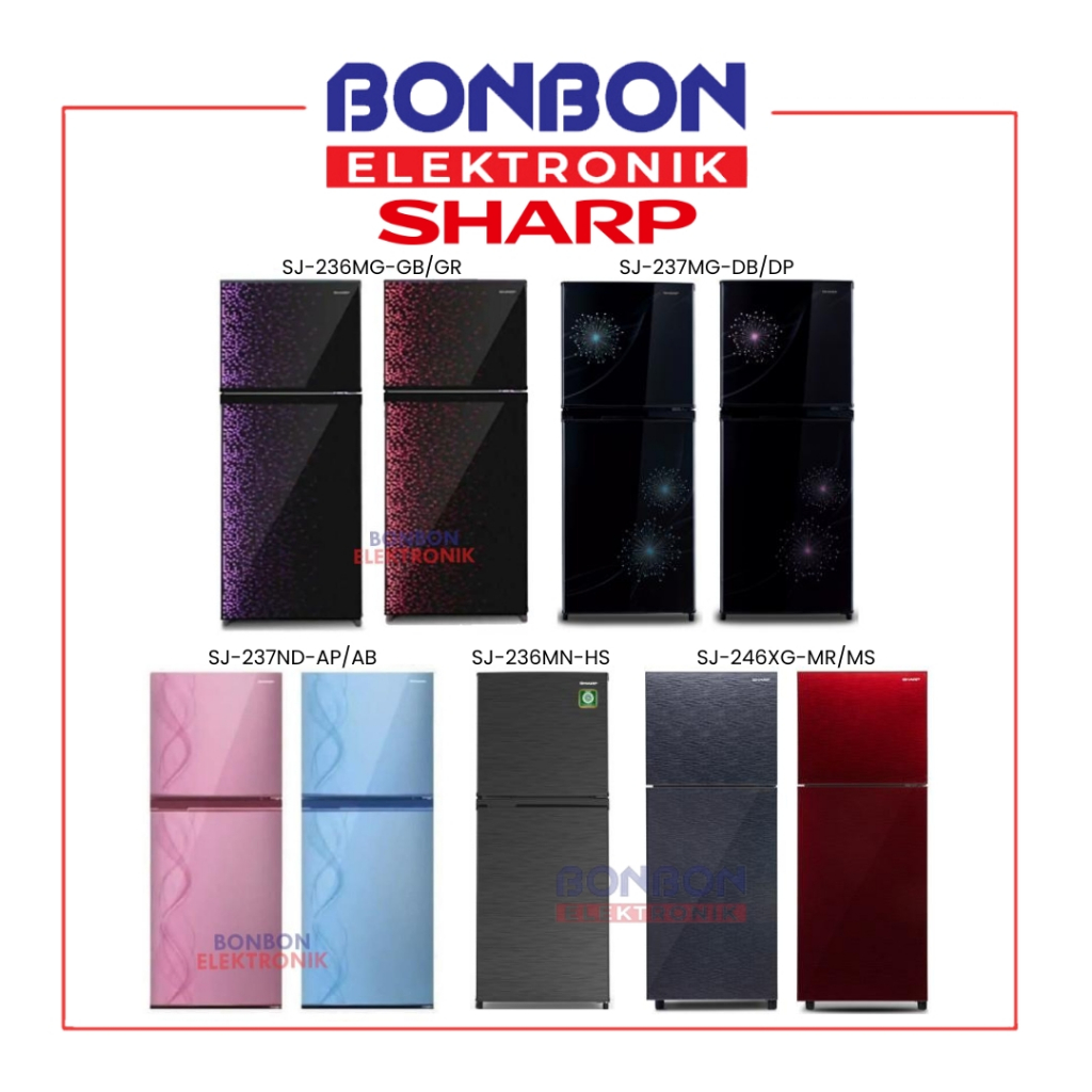 Sharp Kulkas 2 Pintu 205 Liter SJ-236MG-GB/GR Shine Magneglas / SJ-237MG-DB/DP Shine Series / Kirei 