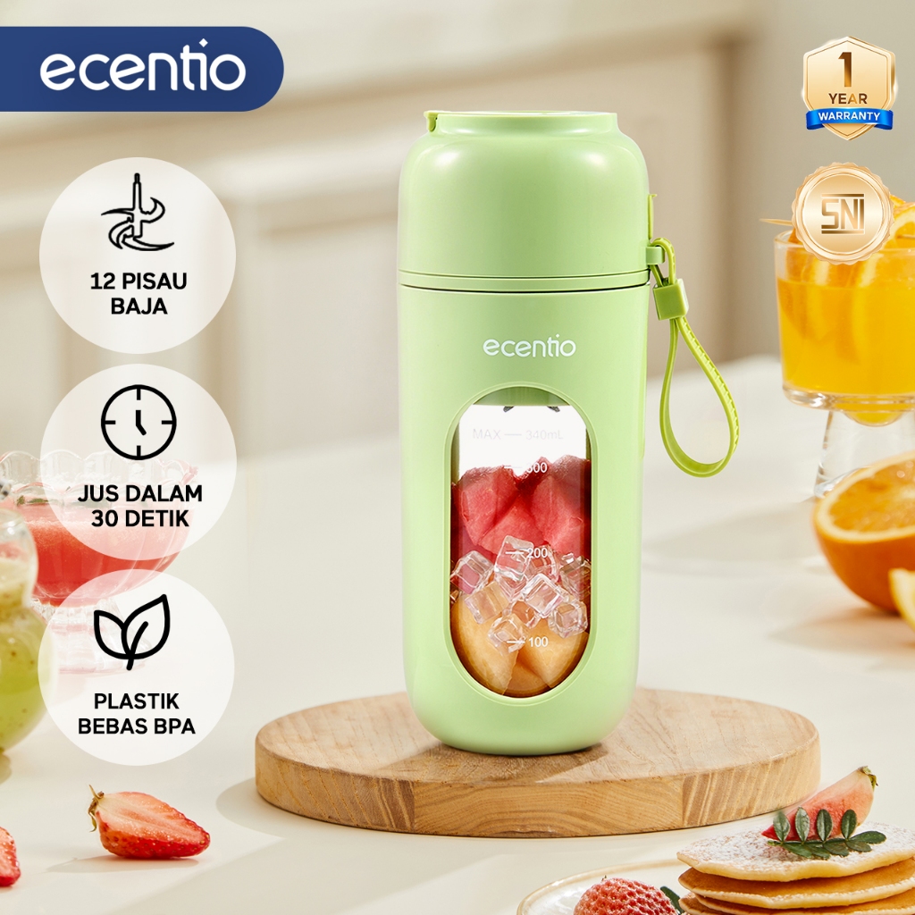 ecentio Juicer Mini portable Blender 12 mata pisau Pembuat Jus Juicer Chopper kecil kapsul  buah tan