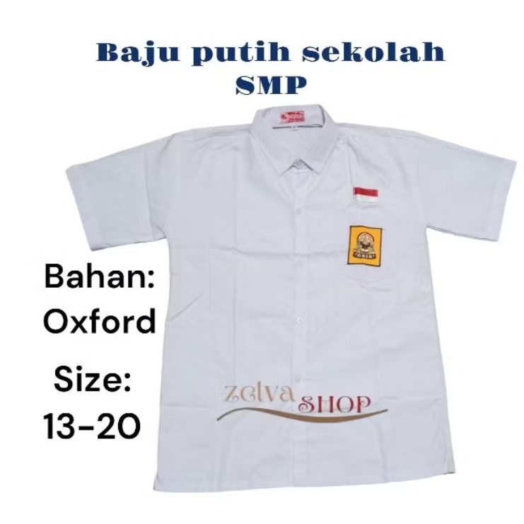 Baju putih seragam sekolah SMP lengan pendek baju putih seragam sekolah SMP