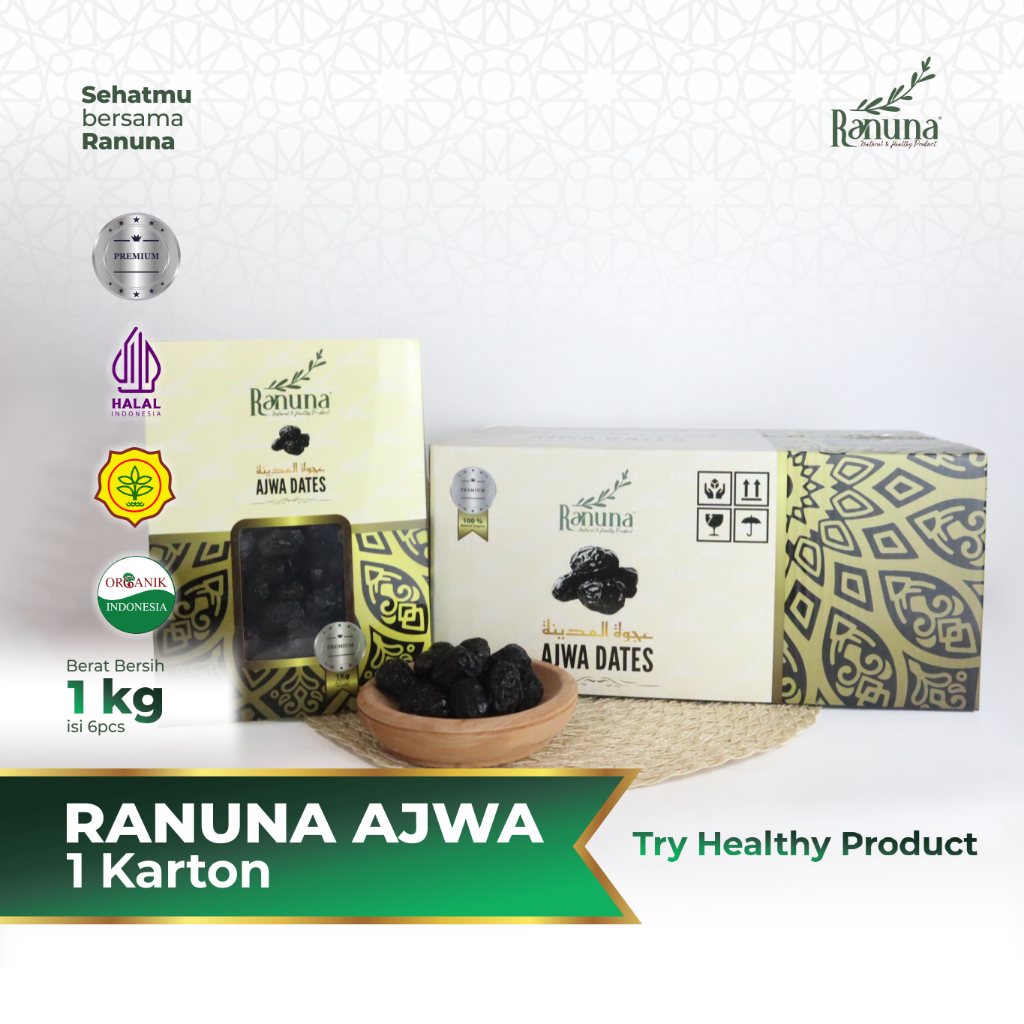 

Ranuna - Kurma Ajwa 1 Kg 1karton Isi 6 Pcs Best Seller Ajwa Organic High Quality