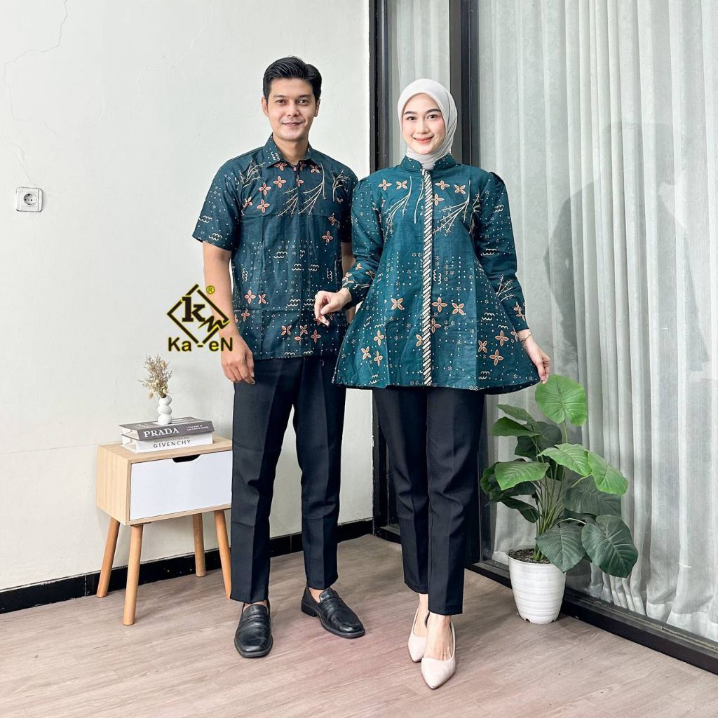 Batik Tunik Couple Modern Set Pakaian Couple Kemeja Batik Pria Premium Baju Batik Couple Tunik Busui