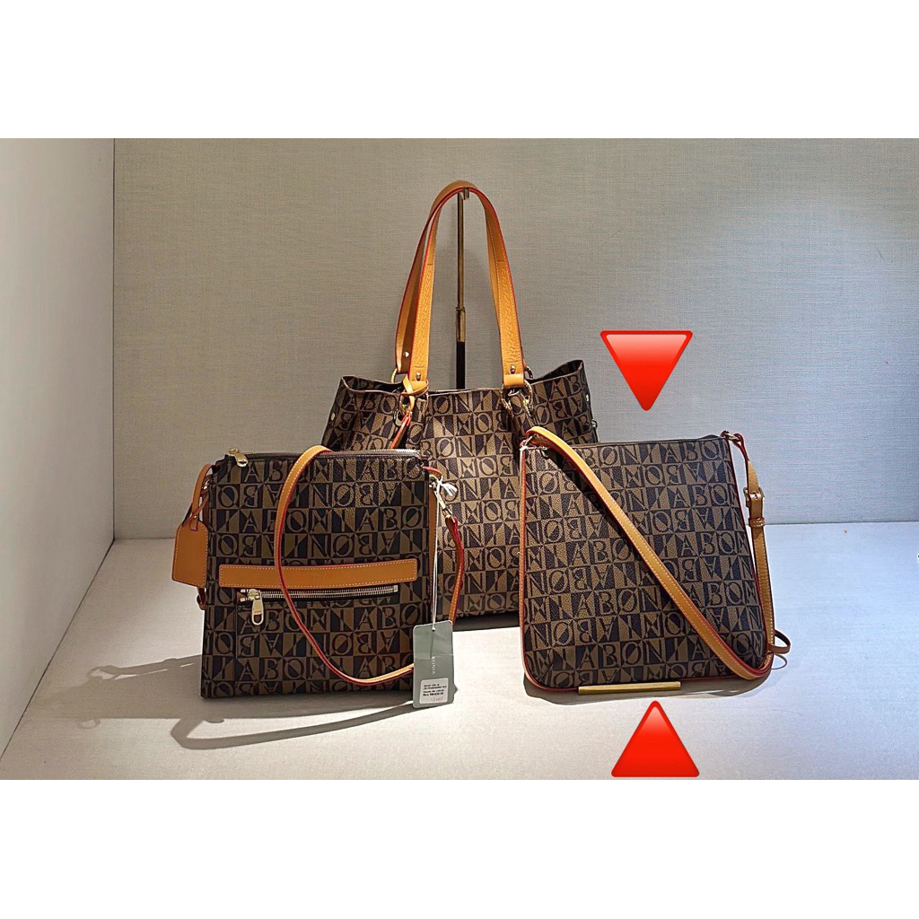 Tas bonia original sling tote bag monogram 2 tali preloved kondisi 99%