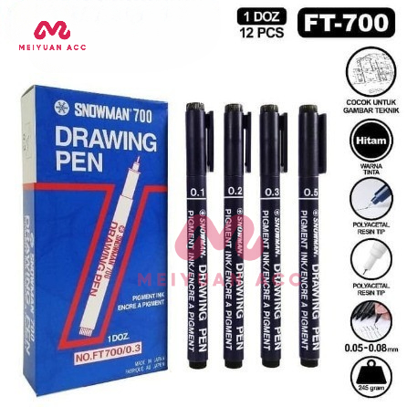 

Drawing Pen Snowman FT 700 Ukuran 0,1mm - 0,8mm Hitam - MY