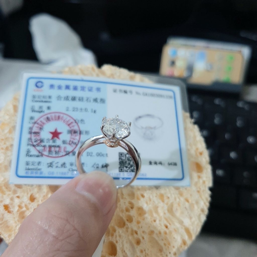 Moissanite S925 Cincin Mosang Perak S925