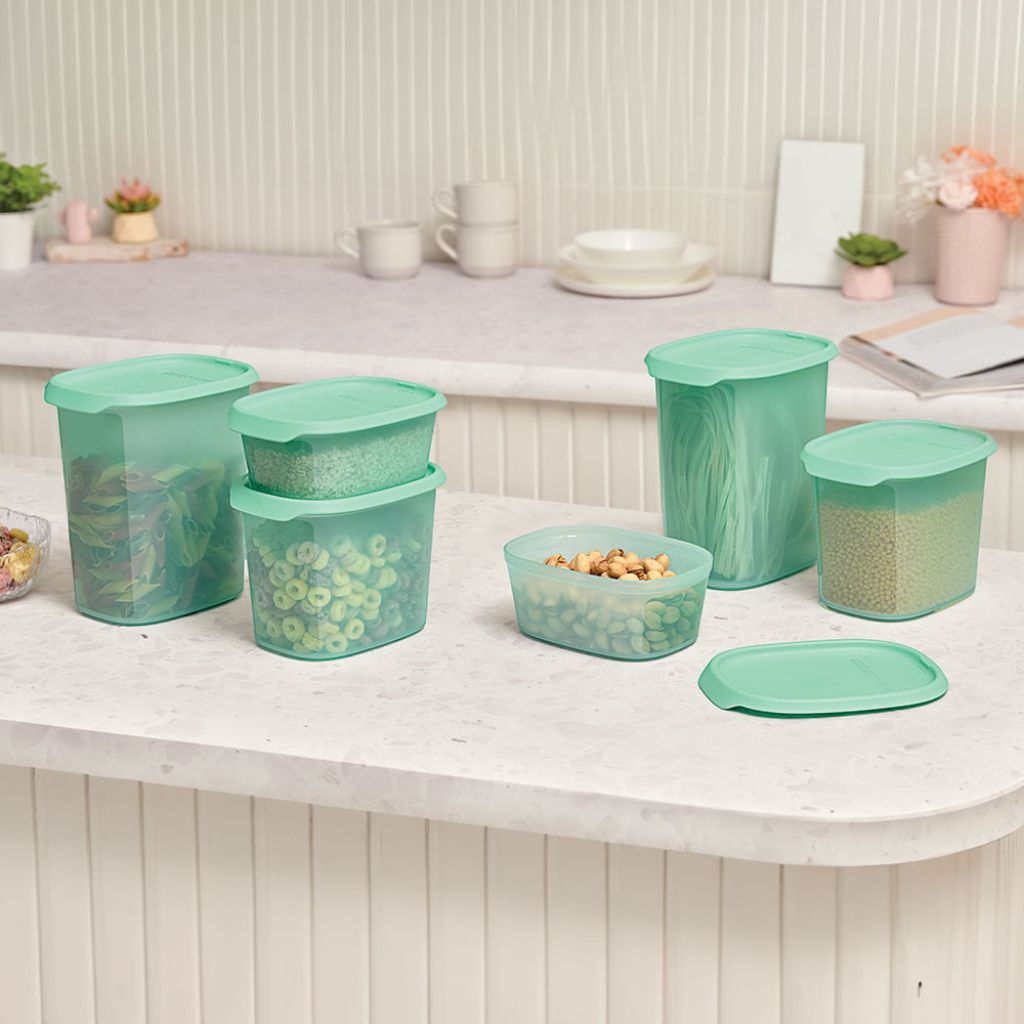 Tupperware One Touch Fresh Oval Set (3) Kotak Serbaguna warna Mint