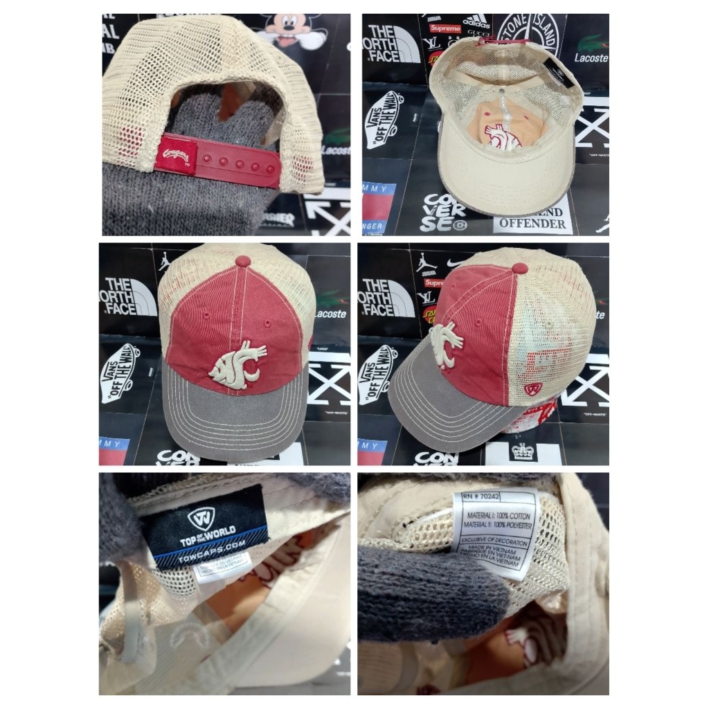 thrift topi sport trucker Vintage Washington State Cougars TOP OF THE WORLD series