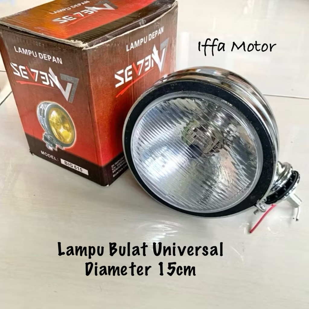 Lampu Depan Bulat Motor Mobil Diameter 15cm Custom Model Big 615 Universal Putih Kuning Biru SEVEN
