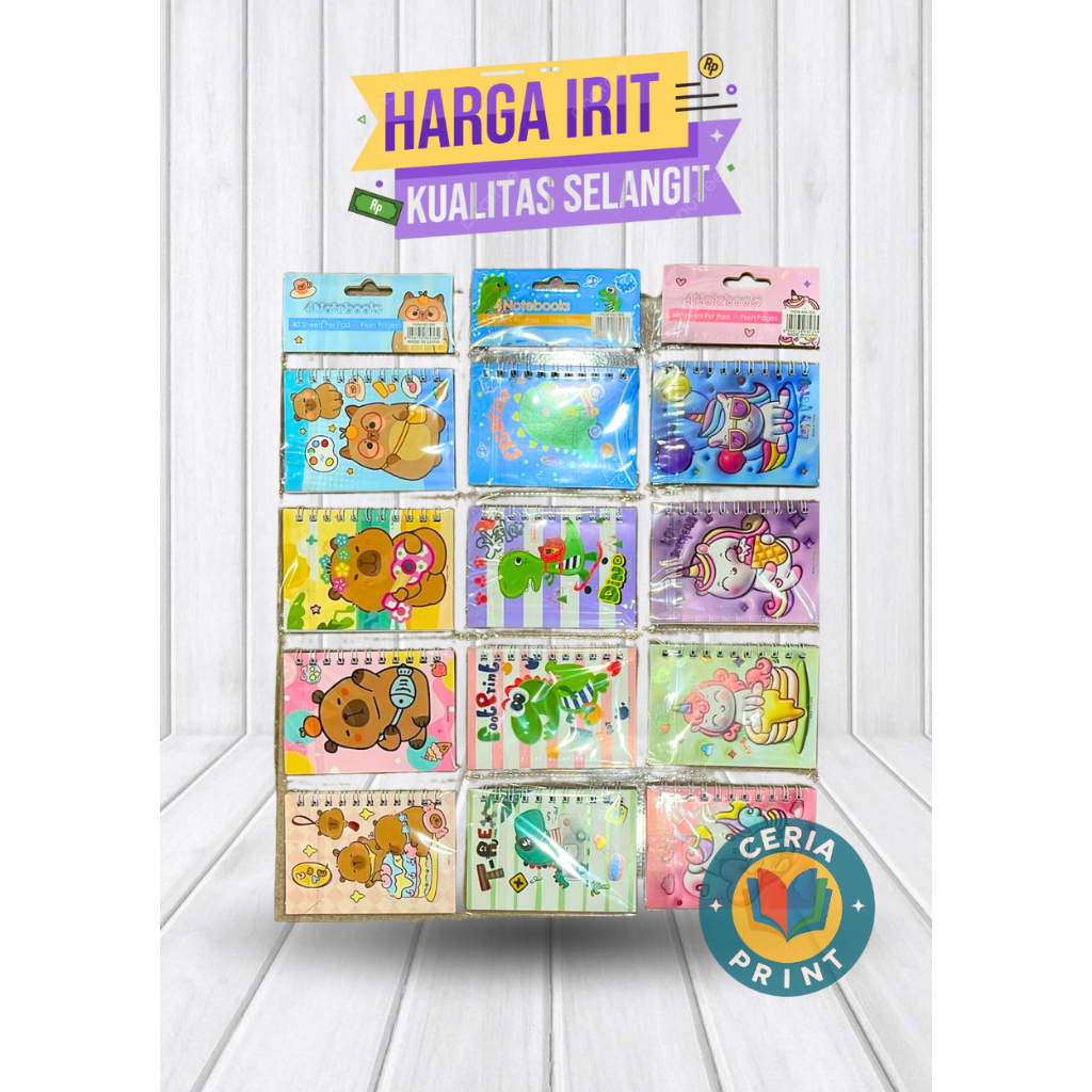 

1renteng isi 4pcs Diary A7 Karakter /Buku Diary Aesthetic