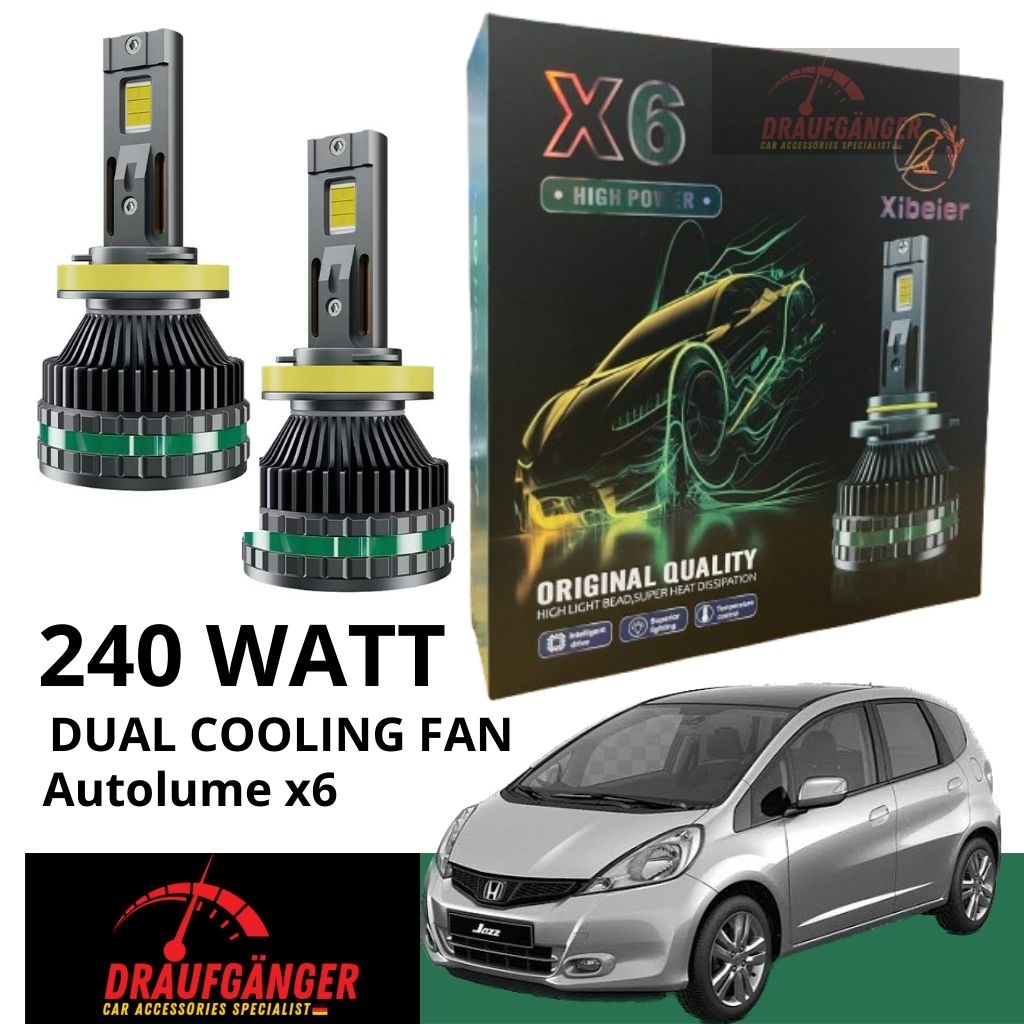 LED Headlight Jazz GE8 240 Watt Original Autolume X6 PnP Honda Jazz GE8