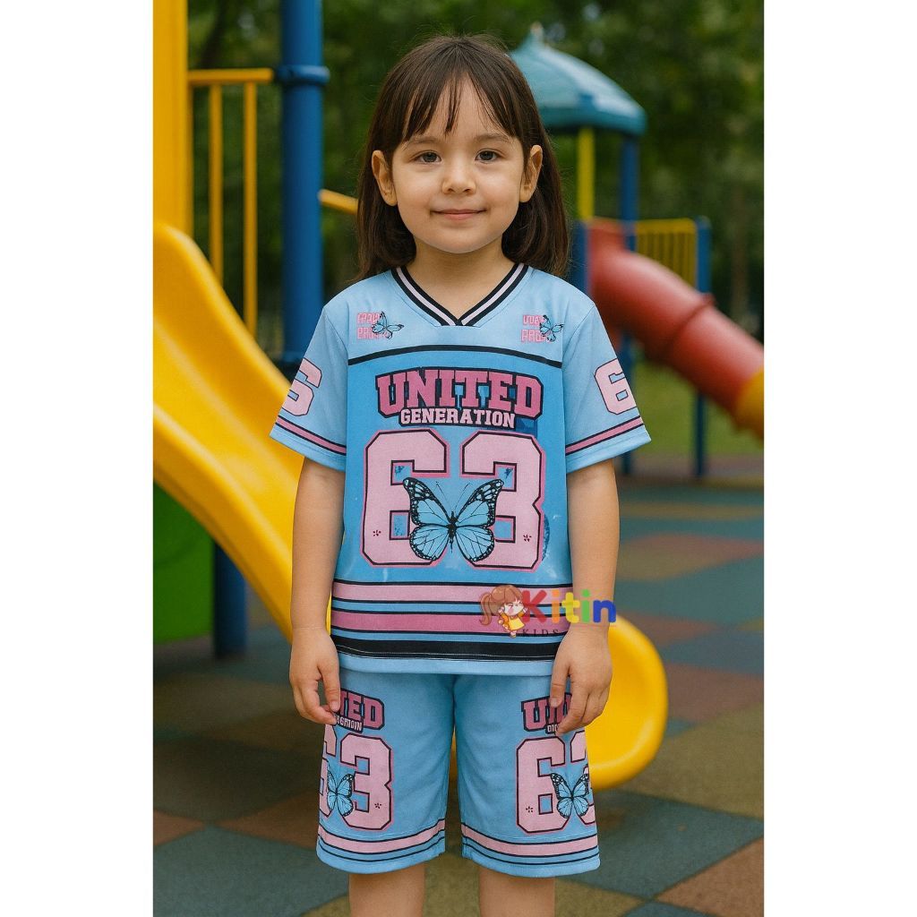 MK - SETELAN BASKET ANAK BAJU JERSEY ANAK PEREMPUAN 2-12 TAHUN SHINOBU DEMON SLAYER BUTTERFLY 63 / B