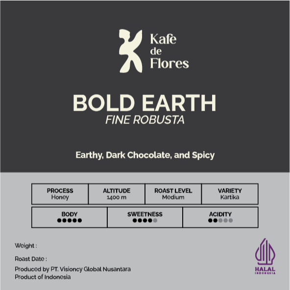 

Fine Robusta Coffee Beans - Bold Earth - Kopi Manggarai - Kafe De Flores