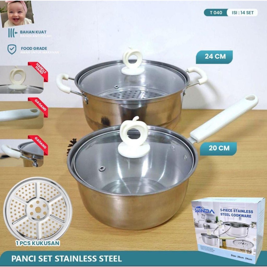 COOKWARE SET 5 IN 1 STAINLESS STEEL SINDA