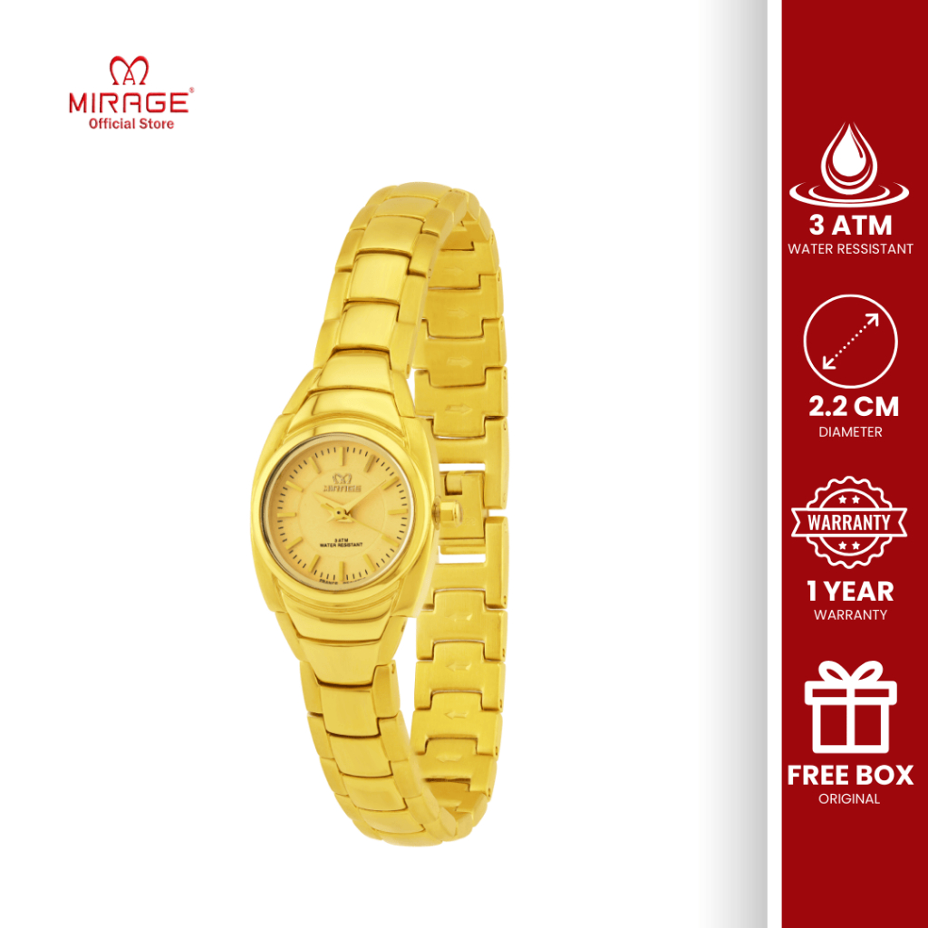 Mirage Jam Tangan Analog Mewah Wanita Formal Klasik Vintage Gold Steel Anti Air Original TS 612 L
