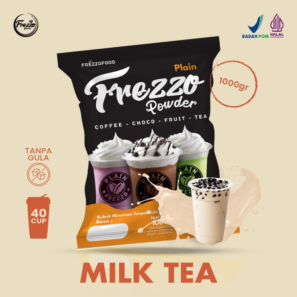 

Bubuk Minuman Rasa Milk Tea Plain Frezzo 1kg/ Minuman Murah dan Enak Frezzo Plain