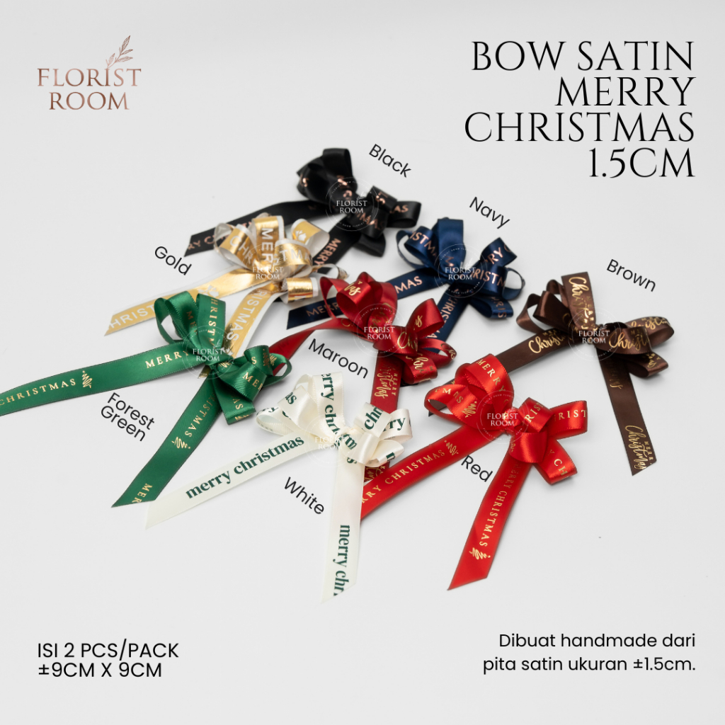

Bow Satin Merry Christmas isi 2pcs - Pita jadi - Hampers - Kado natal - hadiah