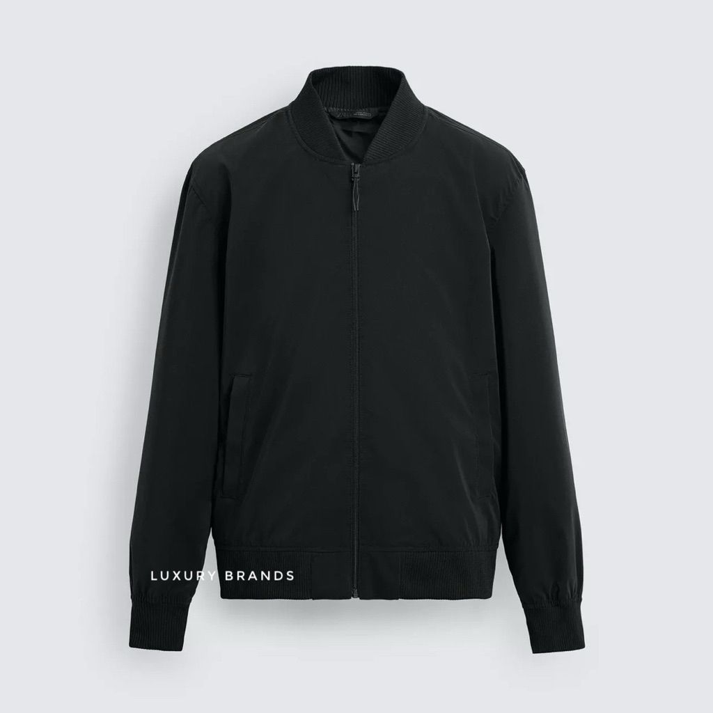 Jaket Bomber ZARA Man Original Lightweight Bomber Jacket Black