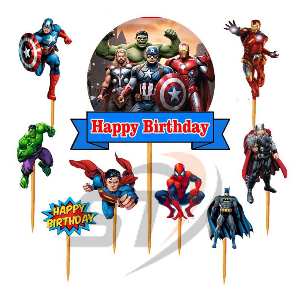 Topper kue/hiasan kue ulang tahun//karakter Avengers,Doraemon dan boboiboy