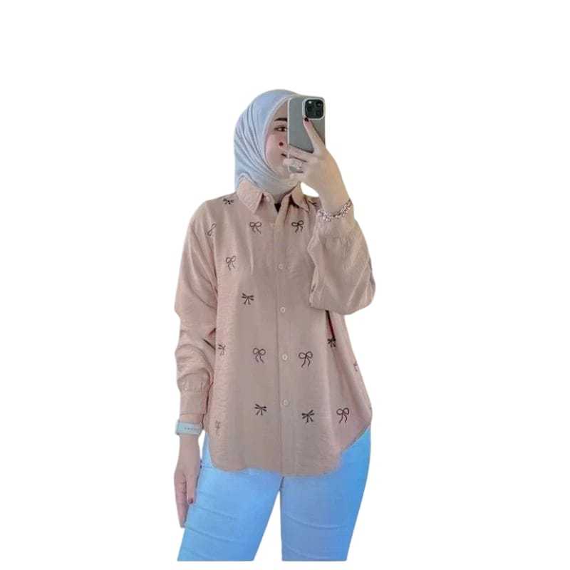 Kemeja bordil pita/Baju wanita/Korean style wanita/ootd wanita kekinian remaja