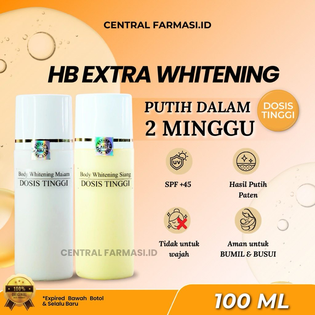 [ORIGINAL] Handbody Pemutih Badan HB Extra Whitening Dosis Tinggi BPOM – Cepat Putih & Glowing 14 Ha