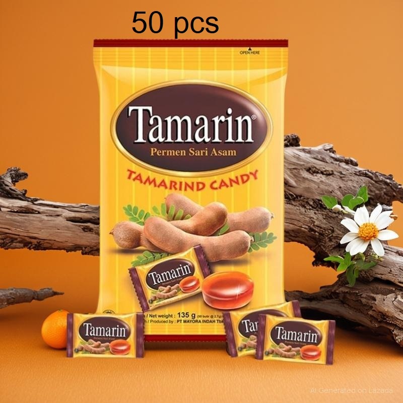 

Permen Tamarin Sari Asam (Tamarind Candy) 135 Gram 50 pcs