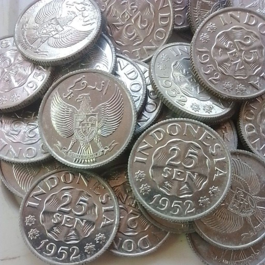 UANG KUNO MURAH KOIN 25 SEN ALUMUNIUM TAHUN 1952