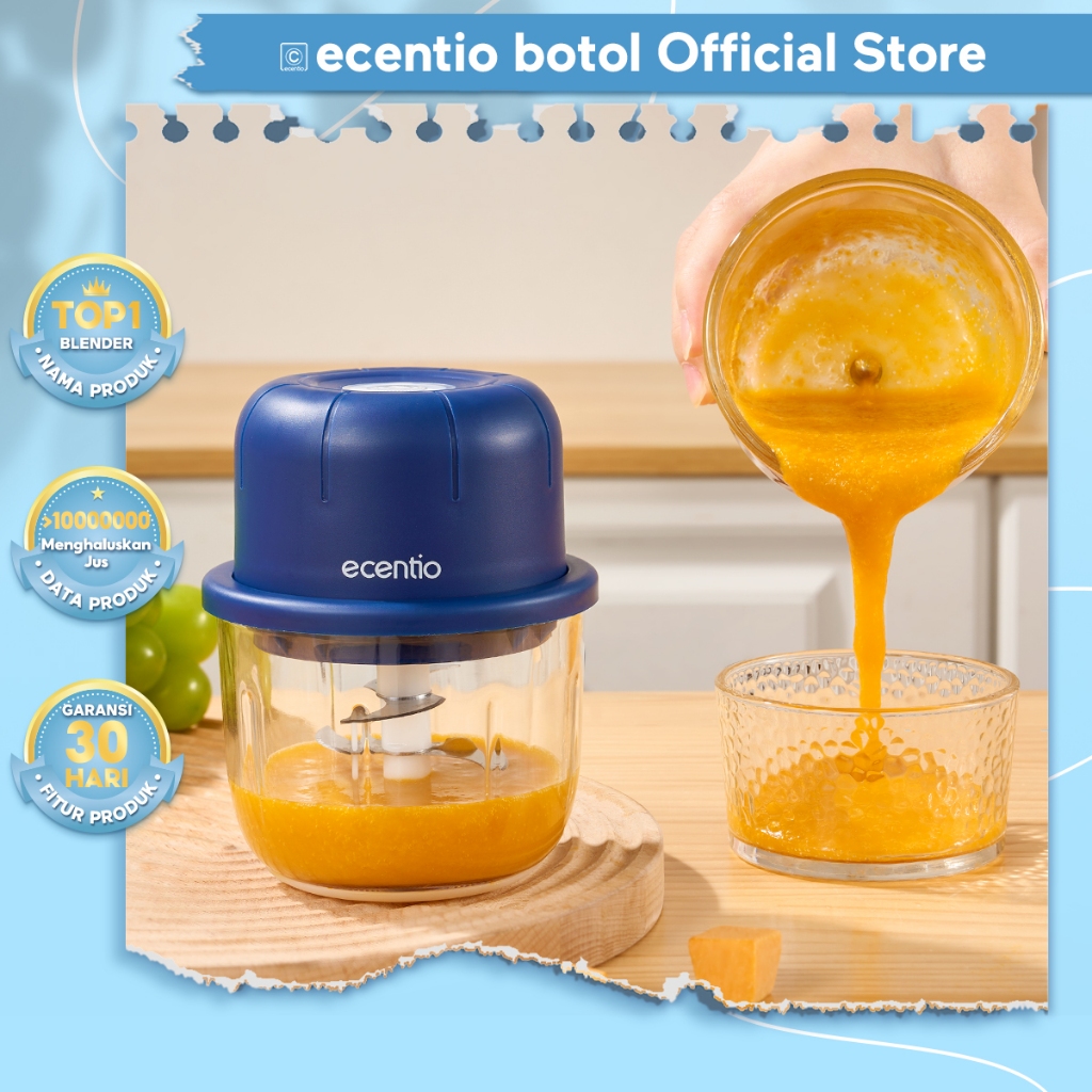 ecentio Kaca Mini Chopper 6 pisau 350ml Blender Portable  Bumbu kapsul Alat 304 stainless steel Peng