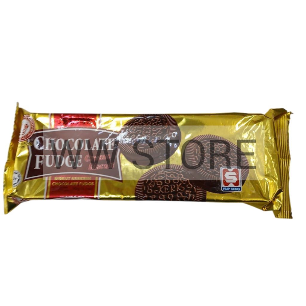 

Biskuit berkrim rasa coklat HUPSENG HUP SENG Cap Ping Pong CHOCOLATE FUDGE Cream Biscuit 90g