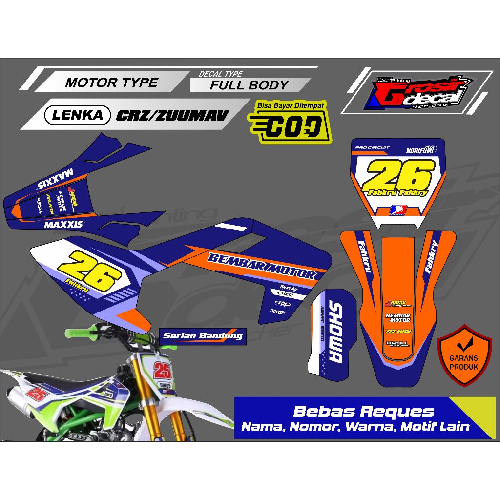Sticker Striping Mini Trail LENKA / CRZ / HSX / ZUUMAV /Tao Motor 110cc Full Body Free Custom
