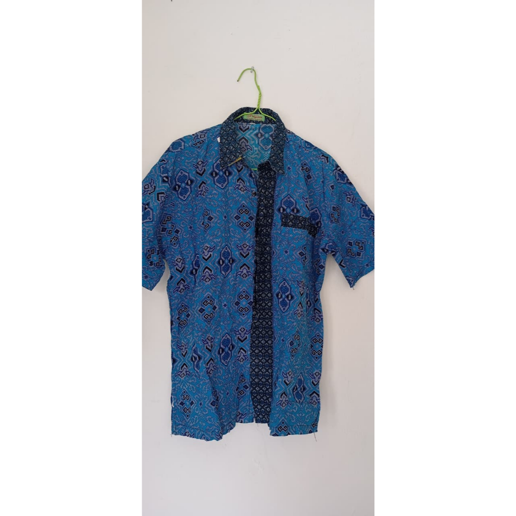 Baju Batam - Kemeja Batik Baduy Banten Lengan Pendek Motif Angklung Pria - Batik Penguasa