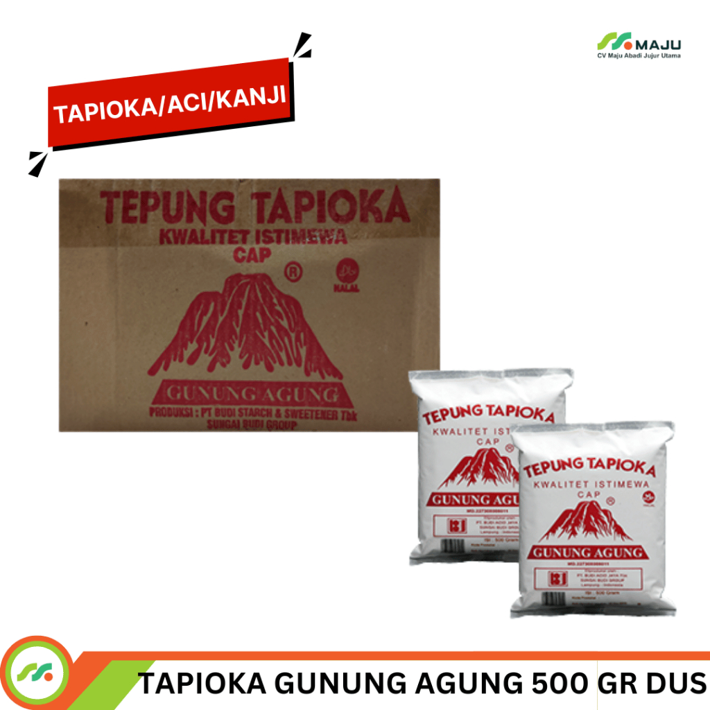 

TEPUNG TAPIOKA GUNUNG AGUNG 500 GRAM PER DUS ISI 20 PCS