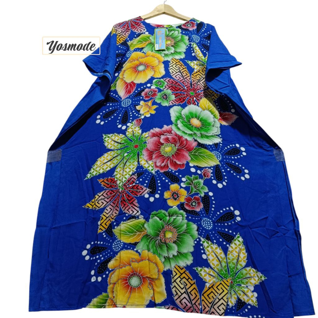 Daster Kalong Jumbo kencana ungu Lebel Biru Ld.154 asli Batik kencana ungu Motif Terbaru kalelawar