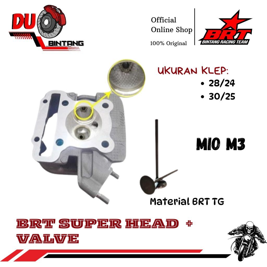 BRT Head Silinder Kop + Klep T6 Albronze Papas Squish Set Porting CNC Mio M3