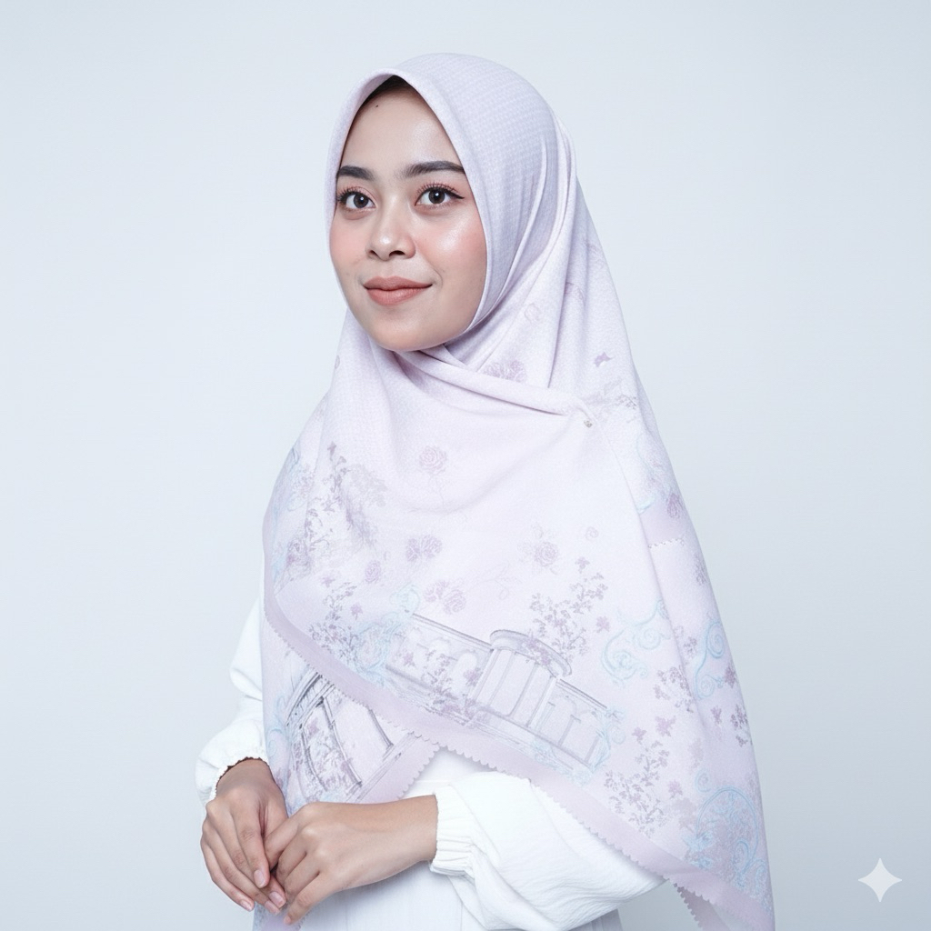 Hijab Voal Sublim Baby Pink - Motif