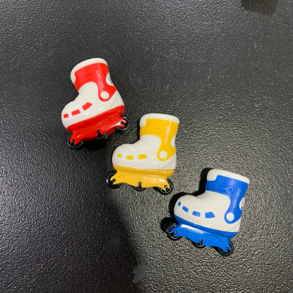 

Deli Rautan peruncing Pensil Mainan anak Sharpener Sepatu roda berputar sliding Satu lubang φ 8 mm ER01401