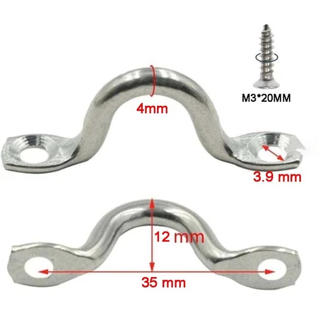 10pcs M4 Boat Pad Eye Strap Ceiling Hook 304 Stainless Steel Kayak Eye Plate Kayak Deck Loops Untuk 
