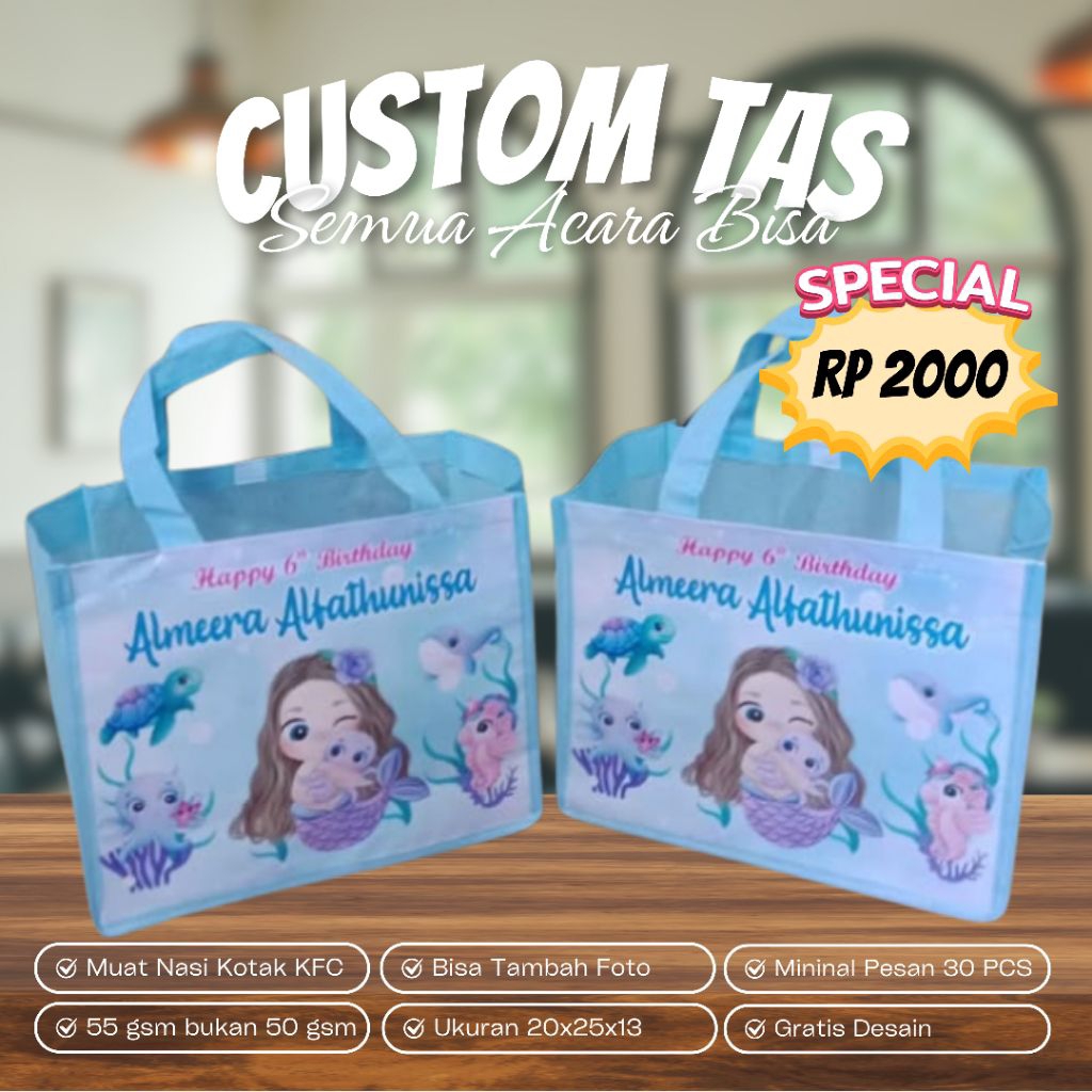 

Tas Ulang Tahun Anak/Souvenir Ulang Tahun/Tas Spundbond Custom/Tas Ulang Tahun Custom