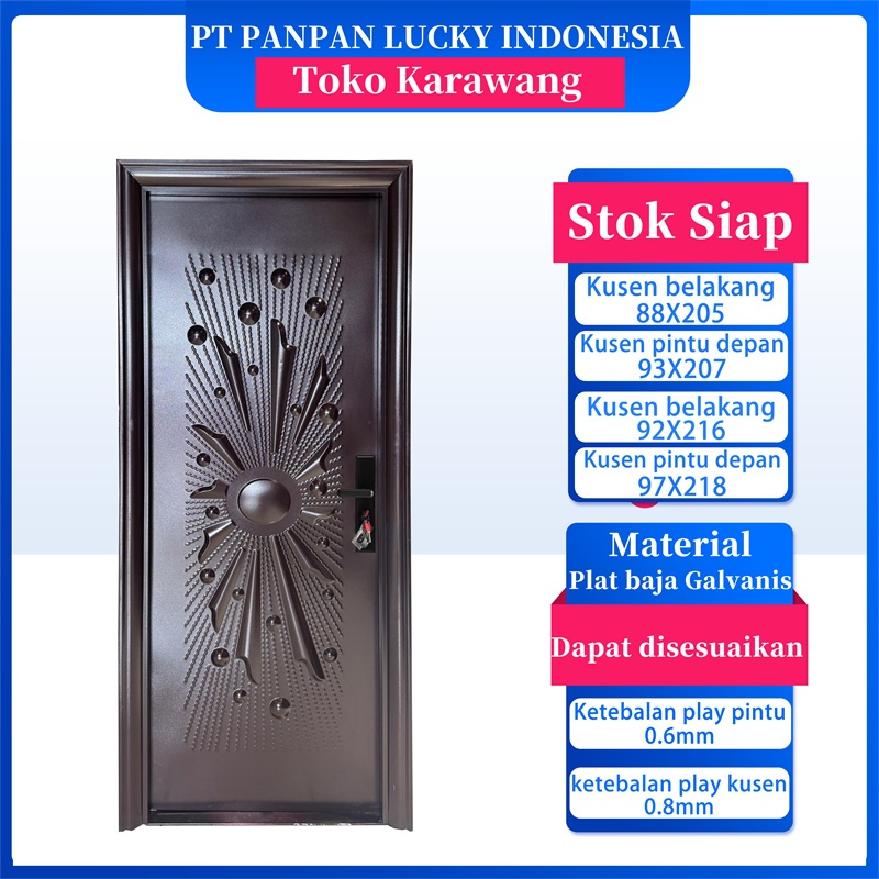 PANPAN - (LUXURY SINGLE PAN) Pintu Baja Single satu set Lengkap Berkualitas / Pintu Utama / Kamar / 