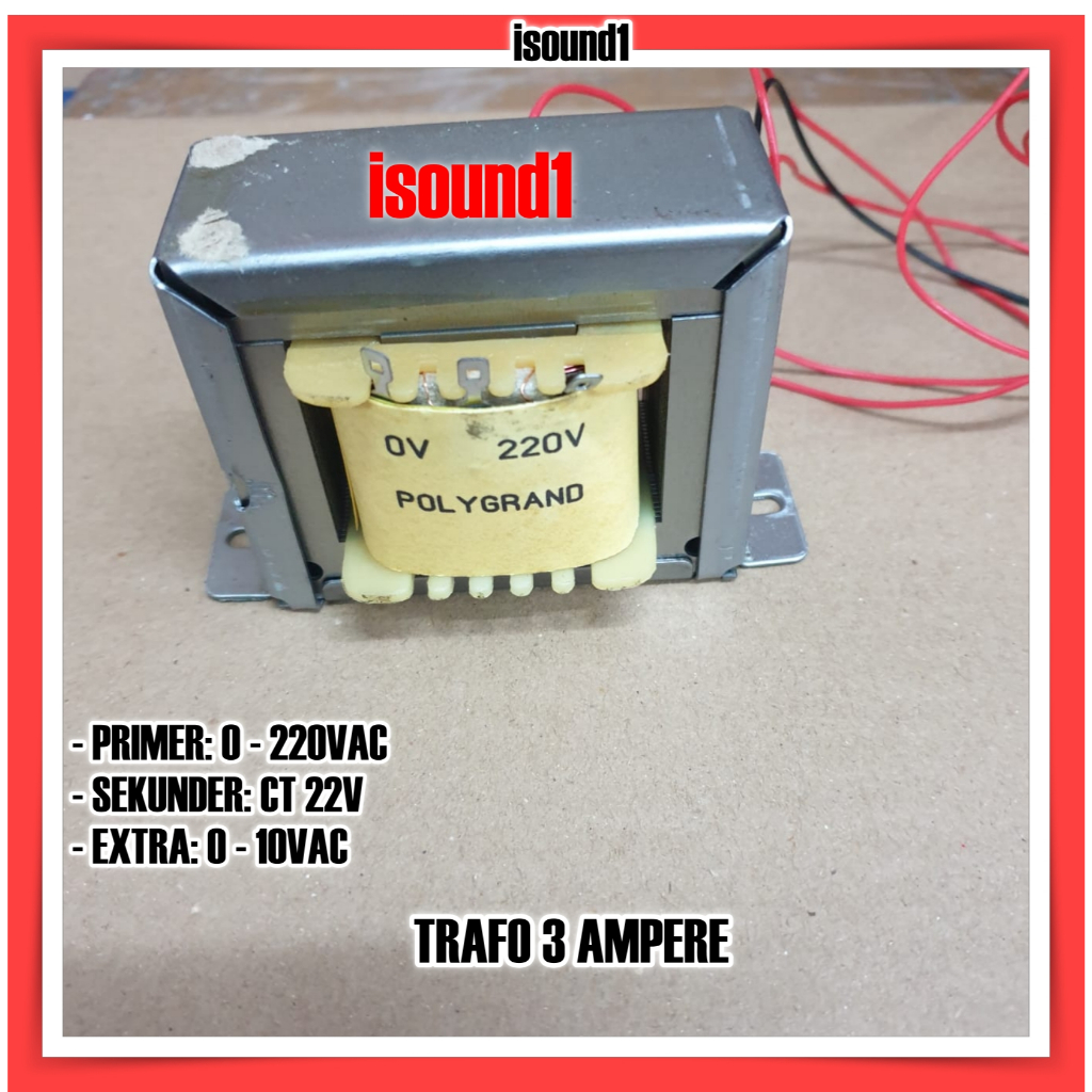 POLYGRAND TRAFO 3 AMPERE TRAVO 3A CT 22 VOLT EXTRA 0 - 10 VOLT