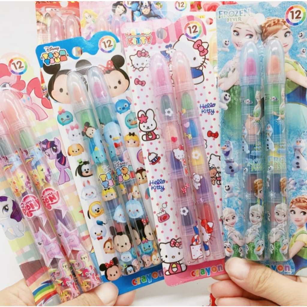 

[MOMOW] Crayon Susun 12 Warna Karakter Cartoon Lucu | Crayon stacking | crayon menggambar
