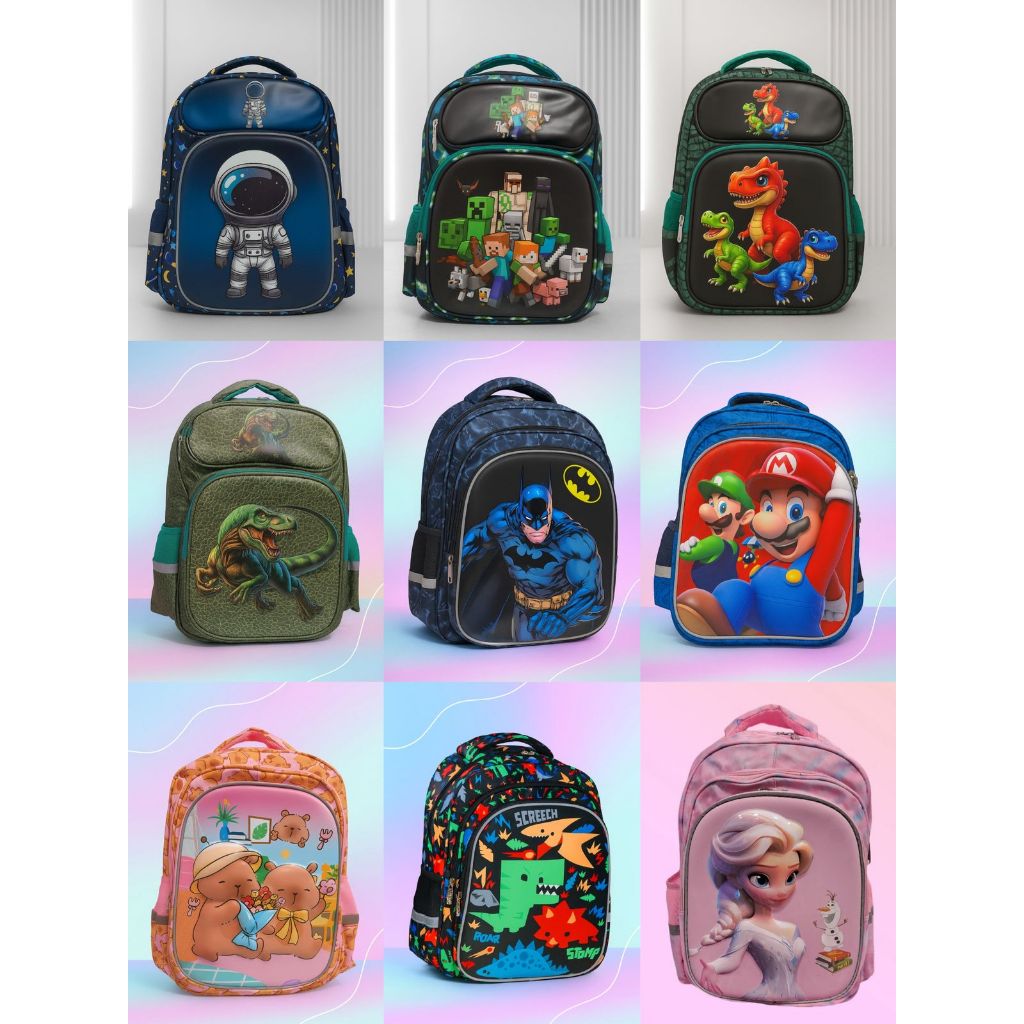 Tas Ransel Anak Laki Laki dan Perempuan Motif Timbul - Ransel HSD - SD