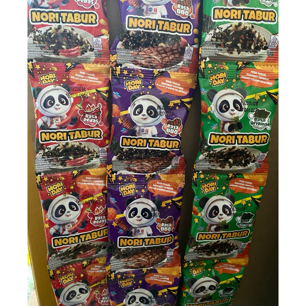 [ BEST SELLER ] Nori Tabur Nori Day berat 5gr dan Nori Pop berat 15gr halal nobur rasa bbq pedas dan