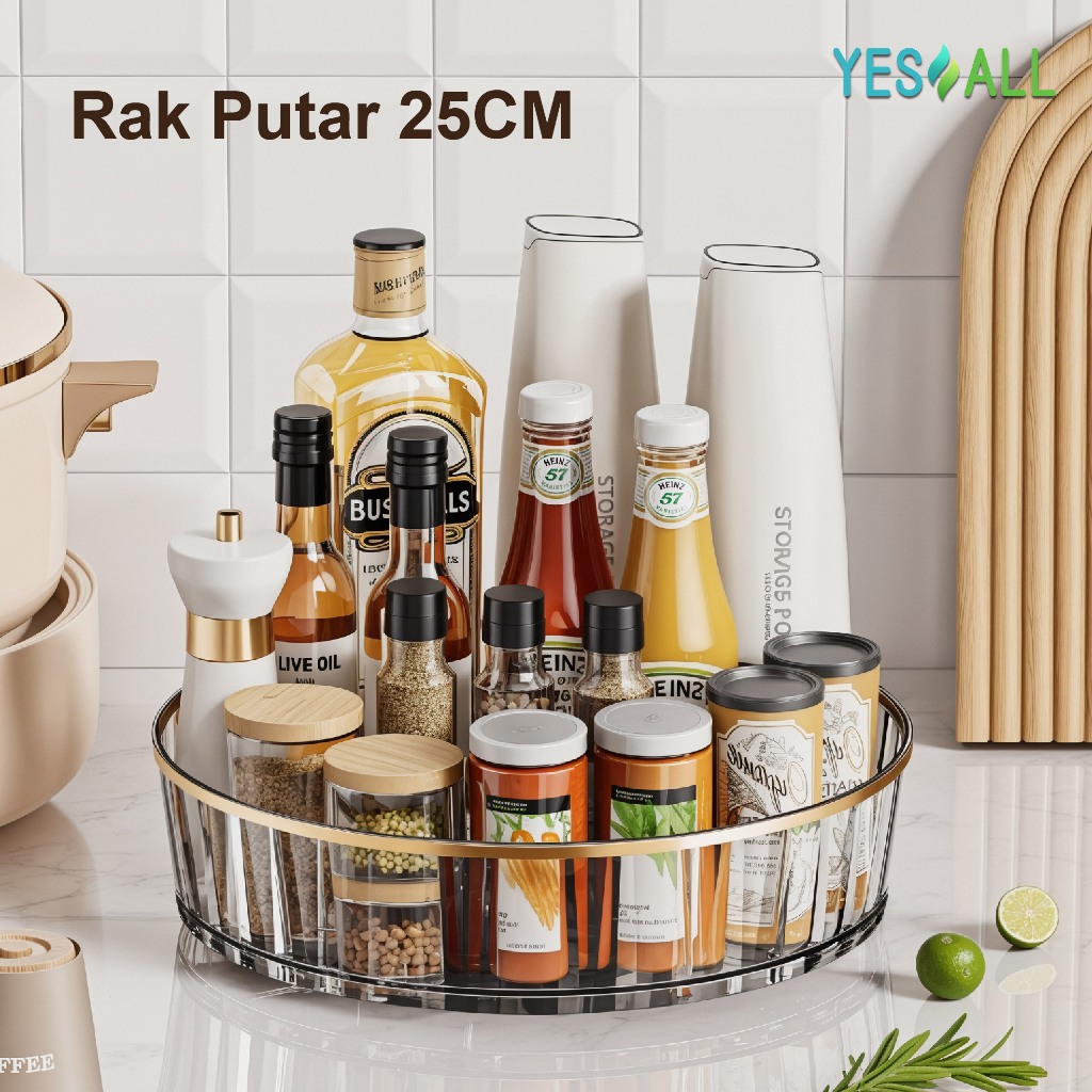 YESALL 25cm Aesthetic Tray Rak Kosmetik Putar 360° - Tempat Make Up / Minum / Skincare / Snack Organ