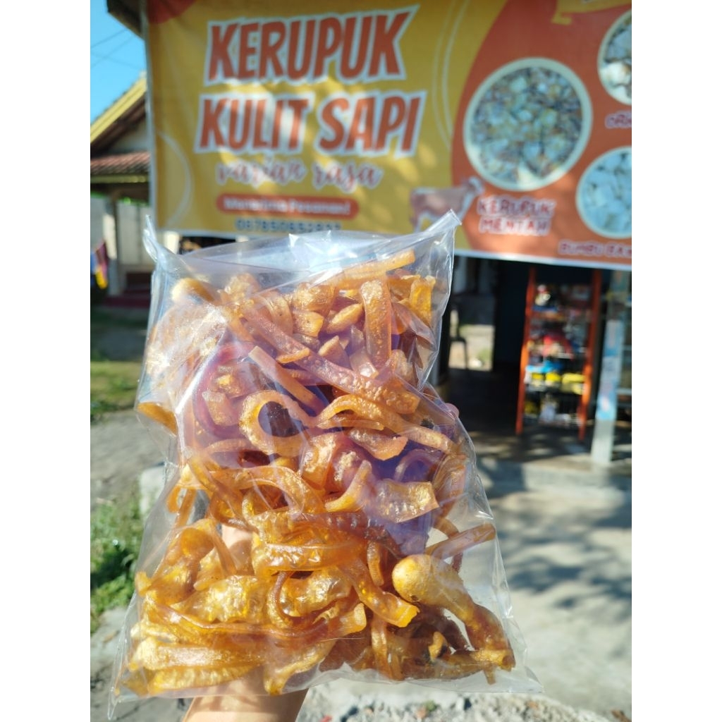 kerupuk kulit sapi mentah dan matang rambak mikong sapi halal khas lombok