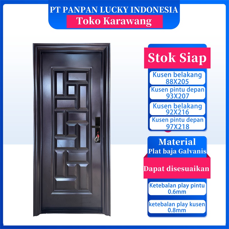 PANPAN - (LUXURY SINGLE PAN) Pintu Baja Single satu set Lengkap Berkualitas / Pintu Utama / Kamar / 