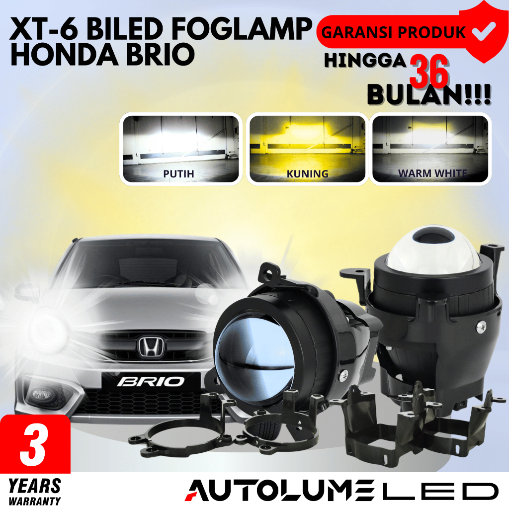 Autolume LAMPU BILED FOGLAMP HONDA BRIO AUTOLUME XT-6 3 WARNA / BILED ALL WHEATHER 3 INCHI BLUELENS 
