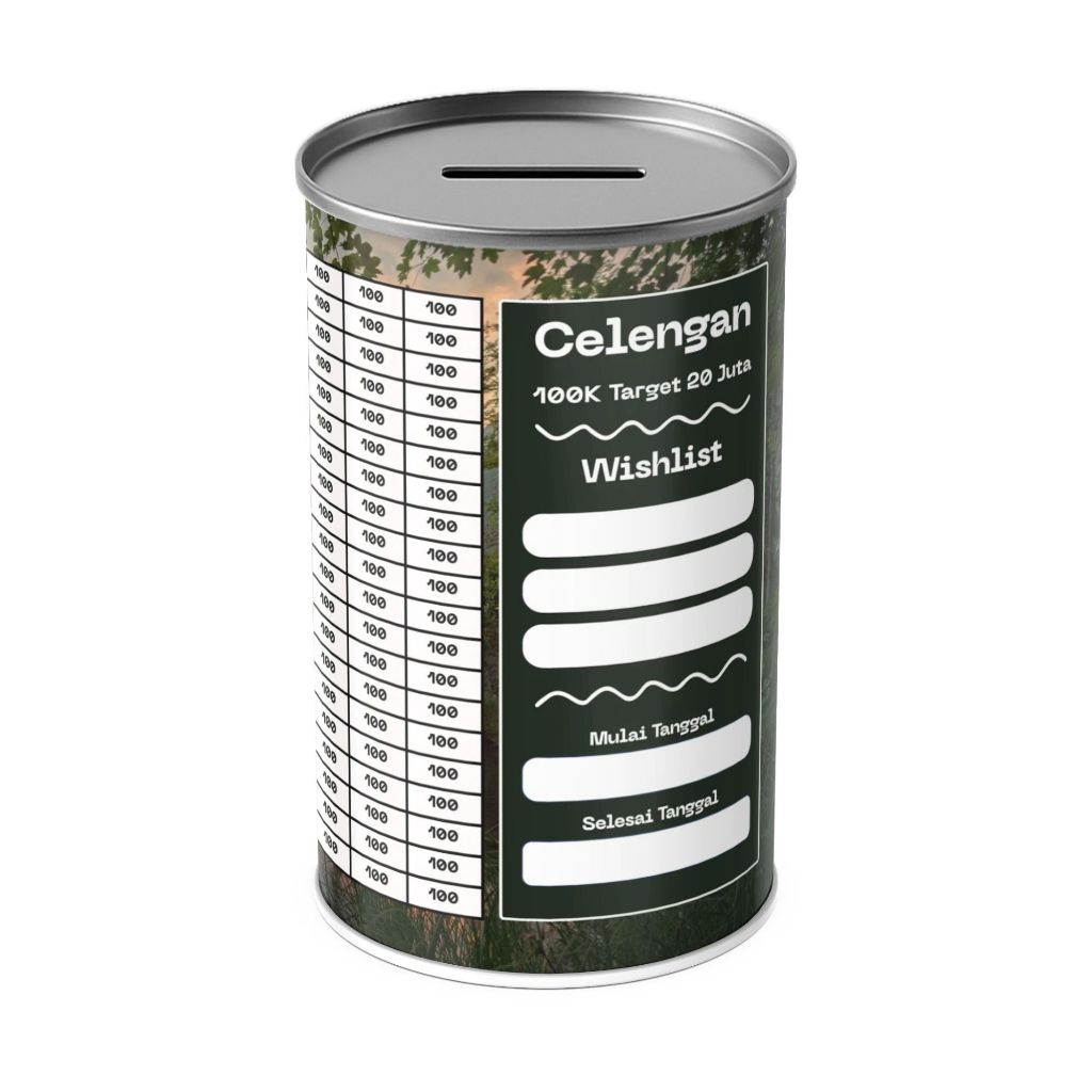 Celengan Target JUMBO 100K Target 20 Juta – Diameter 10cm Tinggi 20cm | Nabung Lebih Semangat