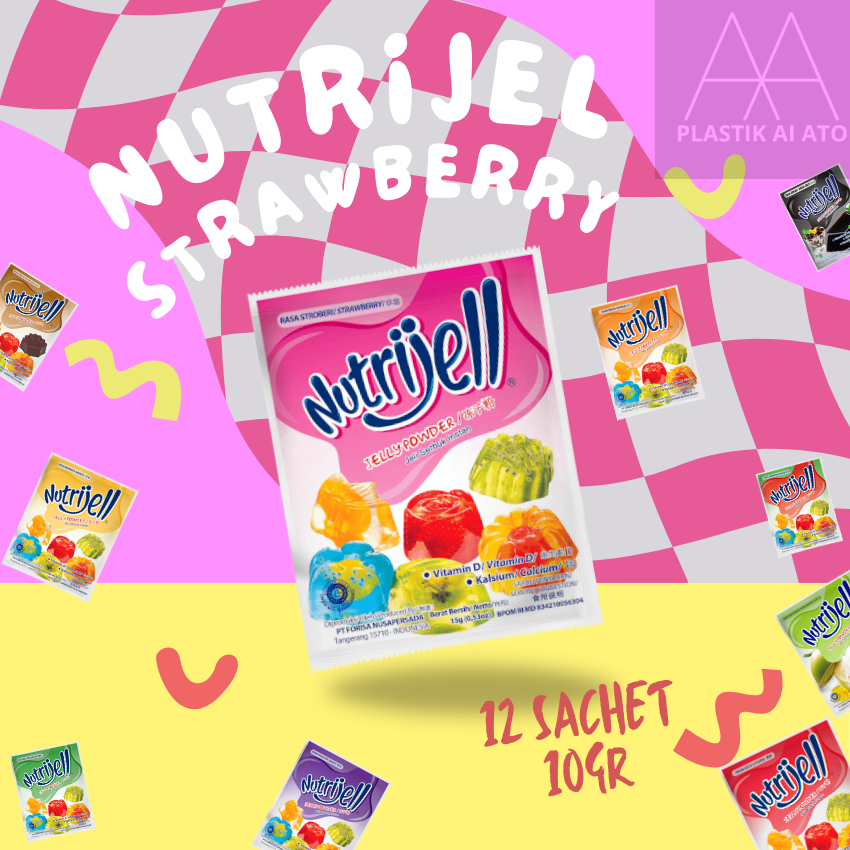 

Nutrijel Jelly Powder Rasa Stawbery 12 Sachet Kenyal Segar cocok untuk ES TELER
