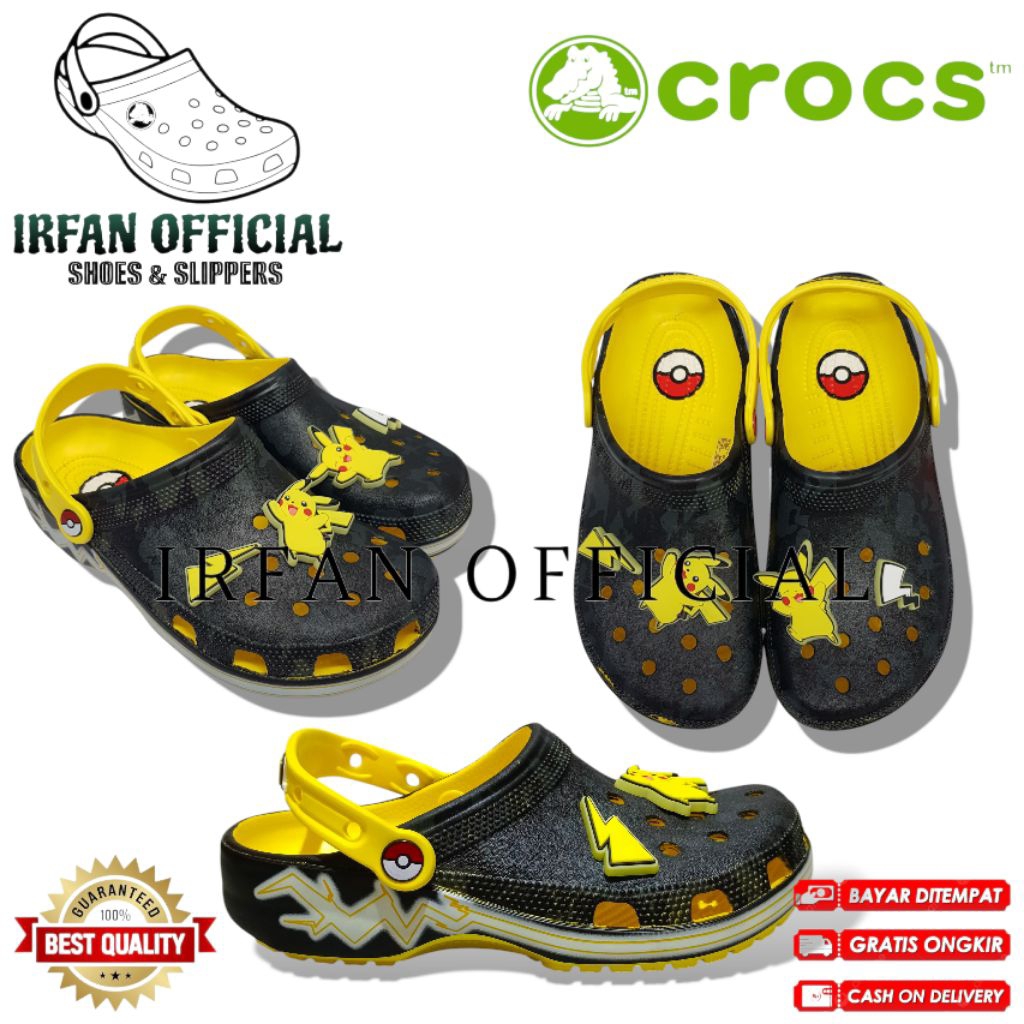 SANDAL CROCS X PIKACHU / SANDAL CROCS UNISEX / SANDAL DEWASA  LAKI-LAKI & PEREMPUAN