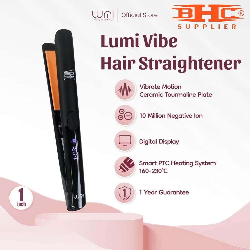 Catokan Rambut Profesional Lumi Vibe – Hair Straightener Ceramic Tourmaline, Ion Negatif, Digital Di